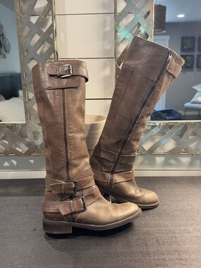 Enzo Angiolini Leather Knee-High Buckle Boots